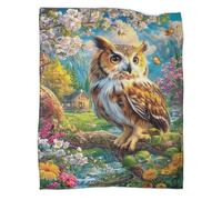 VMPLOKIJH 3D Owl Pattern Fleece Throw, Super Soft Flannel Plush Blanket, Warm Cosy Throw Blanket for Couch Sofa Bedroom Living Room Home 60x80inch(150x200cm)