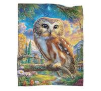 VMPLOKIJH 3D Owl Pattern Fleece Throw, Super Soft Flannel Plush Blanket, Warm Cosy Throw Blanket for Couch Sofa Bedroom Living Room Home 40x50inch(100x130cm)