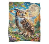 VMPLOKIJH 3D Owl Pattern Plush Fleece Blanket, Soft Warm Flannel Throw Blanket, Cozy for Sofa Couch Bedroom Living Room Home Travel 70x80inch(180x200cm)