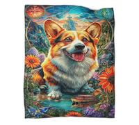 VMPLOKIJH 3D Pembroke Welsh Corgi Pattern Plush Fleece Blanket, Soft Warm Flannel Throw Blanket, Cozy for Sofa Couch Bedroom Living Room Home Travel 60x80inch(150x200cm)