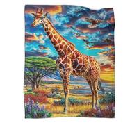 VMPLOKIJH 3D Printed Giraffe Pattern Fleece Blanket, Super Soft Warm Plush Flannel Throw for Sofa Couch Bedroom Living Room Home 40x50inch(100x130cm)