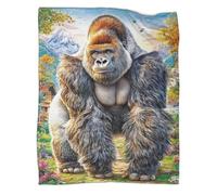 VMPLOKIJH 3D Printed Gorilla Pattern Fleece Blanket, Super Soft Warm Plush Flannel Throw for Sofa Couch Bedroom Living Room Home 50x60inch(127x152cm)