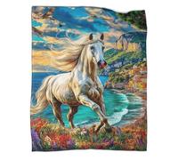VMPLOKIJH 3D Printed Horse Racing Pattern Fleece Blanket, Super Soft Warm Plush Flannel Throw for Sofa Couch Bedroom Living Room Home 40x50inch(100x130cm)
