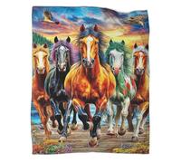 VMPLOKIJH 3D Printed Horse Racing Pattern Fleece Blanket, Super Soft Warm Plush Flannel Throw for Sofa Couch Bedroom Living Room Home 40x50inch(100x130cm)