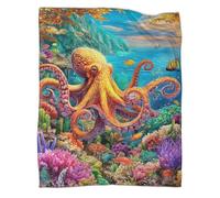 VMPLOKIJH 3D Printed Octopus Pattern Fleece Blanket, Super Soft Warm Plush Flannel Throw for Sofa Couch Bedroom Living Room Home 70x80inch(180x200cm)