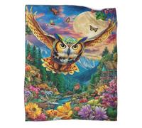 VMPLOKIJH 3D Printed Owl Pattern Fleece Blanket, Super Soft Warm Plush Flannel Throw for Sofa Couch Bedroom Living Room Home 40x50inch(100x130cm)