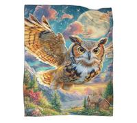 VMPLOKIJH 3D Printed Owl Pattern Fleece Blanket, Super Soft Warm Plush Flannel Throw for Sofa Couch Bedroom Living Room Home 70x80inch(180x200cm)