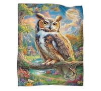 VMPLOKIJH 3D Printed Owl Pattern Fleece Blanket, Super Soft Warm Plush Flannel Throw for Sofa Couch Bedroom Living Room Home 40x50inch(100x130cm)