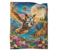 VMPLOKIJH 3D Printed Owl Pattern Fleece Blanket, Super Soft Warm Plush Flannel Throw for Sofa Couch Bedroom Living Room Home 60x80inch(150x200cm)