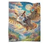 VMPLOKIJH 3D Printed Owl Pattern Fleece Blanket, Super Soft Warm Plush Flannel Throw for Sofa Couch Bedroom Living Room Home 40x50inch(100x130cm)