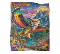 VMPLOKIJH 3D Printed Owl Pattern Fleece Blanket, Super Soft Warm Plush Flannel Throw for Sofa Couch Bedroom Living Room Home 80x90inch(200x230cm)