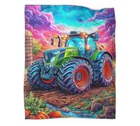 VMPLOKIJH 3D Printed Tractor Pattern Fleece Blanket, Super Soft Warm Plush Flannel Throw for Sofa Couch Bedroom Living Room Home 60x80inch(150x200cm)