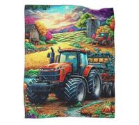 VMPLOKIJH 3D Printed Tractor Pattern Fleece Blanket, Super Soft Warm Plush Flannel Throw for Sofa Couch Bedroom Living Room Home 80x90inch(200x230cm)