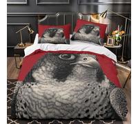 VMPLOKIJH Falcon Sharp Portrait Duvet Cover Sets 3pcs Quilt Cover Bedding Bed Covers with Pillowcases with Zipper Closure Single（140x200cm）