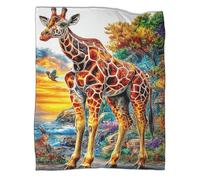 VMPLOKIJH Giraffe Pattern 3D Flannel Blanket, Soft Plush Fleece Throw, Warm Cozy Lightweight Blanket for Sofa Bed Couch Living Room Bedroom 60x80inch(150x200cm)