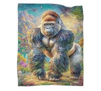 VMPLOKIJH Gorilla Pattern 3D Flannel Blanket, Soft Plush Fleece Throw, Warm Cozy Lightweight Blanket for Sofa Bed Couch Living Room Bedroom 60x80inch(150x200cm)