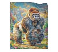 VMPLOKIJH Gorilla Pattern 3D Flannel Blanket, Soft Plush Fleece Throw, Warm Cozy Lightweight Blanket for Sofa Bed Couch Living Room Bedroom 80x90inch(200x230cm)