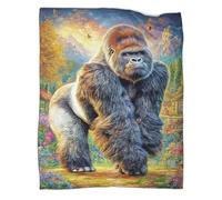 VMPLOKIJH Gorilla Pattern 3D Flannel Blanket, Soft Plush Fleece Throw, Warm Cozy Lightweight Blanket for Sofa Bed Couch Living Room Bedroom 50x60inch(127x152cm)