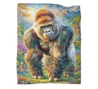 VMPLOKIJH Gorilla Pattern 3D Flannel Blanket, Soft Plush Fleece Throw, Warm Cozy Lightweight Blanket for Sofa Bed Couch Living Room Bedroom 80x90inch(200x230cm)