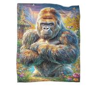 VMPLOKIJH Gorilla Pattern Throw Blanket 3D Printed, Soft Fleece Flannel Plush Blanket, Warm Cozy Lightweight for Couch Sofa Bedroom Living Room 40x50inch(100x130cm)