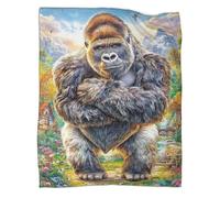 VMPLOKIJH Gorilla Pattern Throw Blanket 3D Printed, Soft Fleece Flannel Plush Blanket, Warm Cozy Lightweight for Couch Sofa Bedroom Living Room 60x80inch(150x200cm)