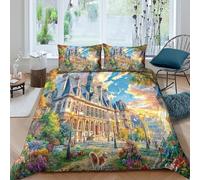 VMPLOKIJH Grote Markt 3D Printed Duvet Cover Set 3 Pieces - Ultra Soft Microfiber with Zipper Closure, Lightweight Quilt Cover And 2 Pillowcases for Kids Teens Adults Double（200x200cm）