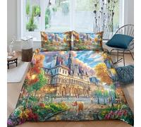 VMPLOKIJH Grote Markt Microfiber Bedding Set 3 Pieces - Duvet Cover with Concealed Zipper + 2 Pillowcases, Soft Breathable Quilt Cover for Bedroom, Home, Gift Present Single（135x200cm）