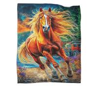 VMPLOKIJH Horse Racing Pattern 3D Flannel Blanket, Soft Plush Fleece Throw, Warm Cozy Lightweight Blanket for Sofa Bed Couch Living Room Bedroom 50x60inch(127x152cm)