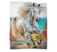 VMPLOKIJH Horse Racing Pattern 3D Flannel Blanket, Soft Plush Fleece Throw, Warm Cozy Lightweight Blanket for Sofa Bed Couch Living Room Bedroom 70x80inch(180x200cm)