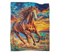 VMPLOKIJH Horse Racing Pattern 3D Flannel Blanket, Soft Plush Fleece Throw, Warm Cozy Lightweight Blanket for Sofa Bed Couch Living Room Bedroom 40x50inch(100x130cm)