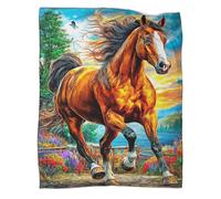 VMPLOKIJH Horse Racing Pattern Throw Blanket 3D Printed, Soft Fleece Flannel Plush Blanket, Warm Cozy Lightweight for Couch Sofa Bedroom Living Room 50x60inch(127x152cm)