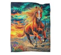 VMPLOKIJH Horse Racing Pattern Throw Blanket 3D Printed, Soft Fleece Flannel Plush Blanket, Warm Cozy Lightweight for Couch Sofa Bedroom Living Room 50x60inch(127x152cm)