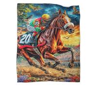 VMPLOKIJH Horse Racing Pattern Throw Blanket 3D Printed, Soft Fleece Flannel Plush Blanket, Warm Cozy Lightweight for Couch Sofa Bedroom Living Room 60x80inch(150x200cm)