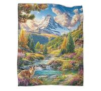 VMPLOKIJH Matterhorn_ Switzerland Pattern Throw Blanket 3D Printed, Soft Fleece Flannel Plush Blanket, Warm Cozy Lightweight for Couch Sofa Bedroom Living Room 60x80inch(150x200cm)