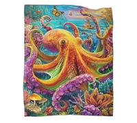 VMPLOKIJH Octopus Pattern 3D Flannel Blanket, Soft Plush Fleece Throw, Warm Cozy Lightweight Blanket for Sofa Bed Couch Living Room Bedroom 50x60inch(127x152cm)