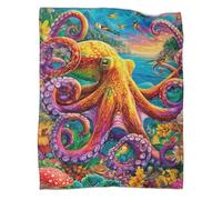 VMPLOKIJH Octopus Pattern 3D Flannel Blanket, Soft Plush Fleece Throw, Warm Cozy Lightweight Blanket for Sofa Bed Couch Living Room Bedroom 60x80inch(150x200cm)