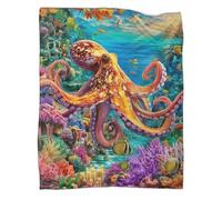 VMPLOKIJH Octopus Pattern 3D Flannel Blanket, Soft Plush Fleece Throw, Warm Cozy Lightweight Blanket for Sofa Bed Couch Living Room Bedroom 40x50inch(100x130cm)