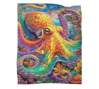 VMPLOKIJH Octopus Pattern 3D Flannel Blanket, Soft Plush Fleece Throw, Warm Cozy Lightweight Blanket for Sofa Bed Couch Living Room Bedroom 70x80inch(180x200cm)