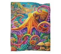 VMPLOKIJH Octopus Pattern Throw Blanket 3D Printed, Soft Fleece Flannel Plush Blanket, Warm Cozy Lightweight for Couch Sofa Bedroom Living Room 40x50inch(100x130cm)