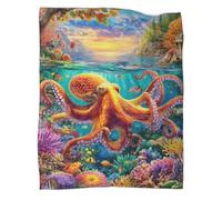VMPLOKIJH Octopus Pattern Throw Blanket 3D Printed, Soft Fleece Flannel Plush Blanket, Warm Cozy Lightweight for Couch Sofa Bedroom Living Room 80x90inch(200x230cm)
