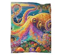 VMPLOKIJH Octopus Pattern Throw Blanket 3D Printed, Soft Fleece Flannel Plush Blanket, Warm Cozy Lightweight for Couch Sofa Bedroom Living Room 50x60inch(127x152cm)