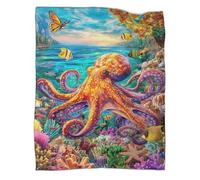 VMPLOKIJH Octopus Pattern Throw Blanket 3D Printed, Soft Fleece Flannel Plush Blanket, Warm Cozy Lightweight for Couch Sofa Bedroom Living Room 70x80inch(180x200cm)