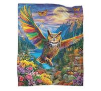 VMPLOKIJH Owl Pattern 3D Flannel Blanket, Soft Plush Fleece Throw, Warm Cozy Lightweight Blanket for Sofa Bed Couch Living Room Bedroom 50x60inch(127x152cm)