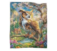 VMPLOKIJH Owl Pattern 3D Flannel Blanket, Soft Plush Fleece Throw, Warm Cozy Lightweight Blanket for Sofa Bed Couch Living Room Bedroom 70x80inch(180x200cm)