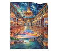 VMPLOKIJH Palace of Versailles Pattern 3D Flannel Blanket, Soft Plush Fleece Throw, Warm Cozy Lightweight Blanket for Sofa Bed Couch Living Room Bedroom 70x80inch(180x200cm)