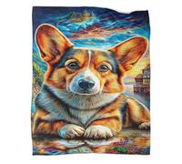 VMPLOKIJH Pembroke Welsh Corgi Pattern 3D Flannel Blanket, Soft Plush Fleece Throw, Warm Cozy Lightweight Blanket for Sofa Bed Couch Living Room Bedroom 70x80inch(180x200cm)