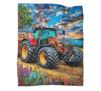 VMPLOKIJH Tractor Pattern Throw Blanket 3D Printed, Soft Fleece Flannel Plush Blanket, Warm Cozy Lightweight for Couch Sofa Bedroom Living Room 50x60inch(127x152cm)