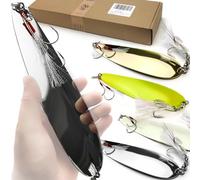 VMSIXVM Magnum Flutter Spoon Fishing Spoon Lures, Large Saltwater Flutter Spoons Fishing Lure for Striped Bass, Salmon, Walleye, Big Trolling Spoons Striper Spoons Bait for Saltwater Freshwater