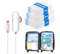 VMstr 9 Pack Travel Vacuum Storage Bags with USB Pump, Vacuum Packing Seal Bags for Luggage, Carry-on Size Space Saver for Clothes and Clothing Travel
