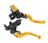 VmugDVoqb 1 Pair 22mm Universal Motorcycle Handlebar Master Cylinder Levers Handle Hydraulic Brake Pump Clutch Adjustable Hand Lever Compatible with Universal Motorcycles(Gold)